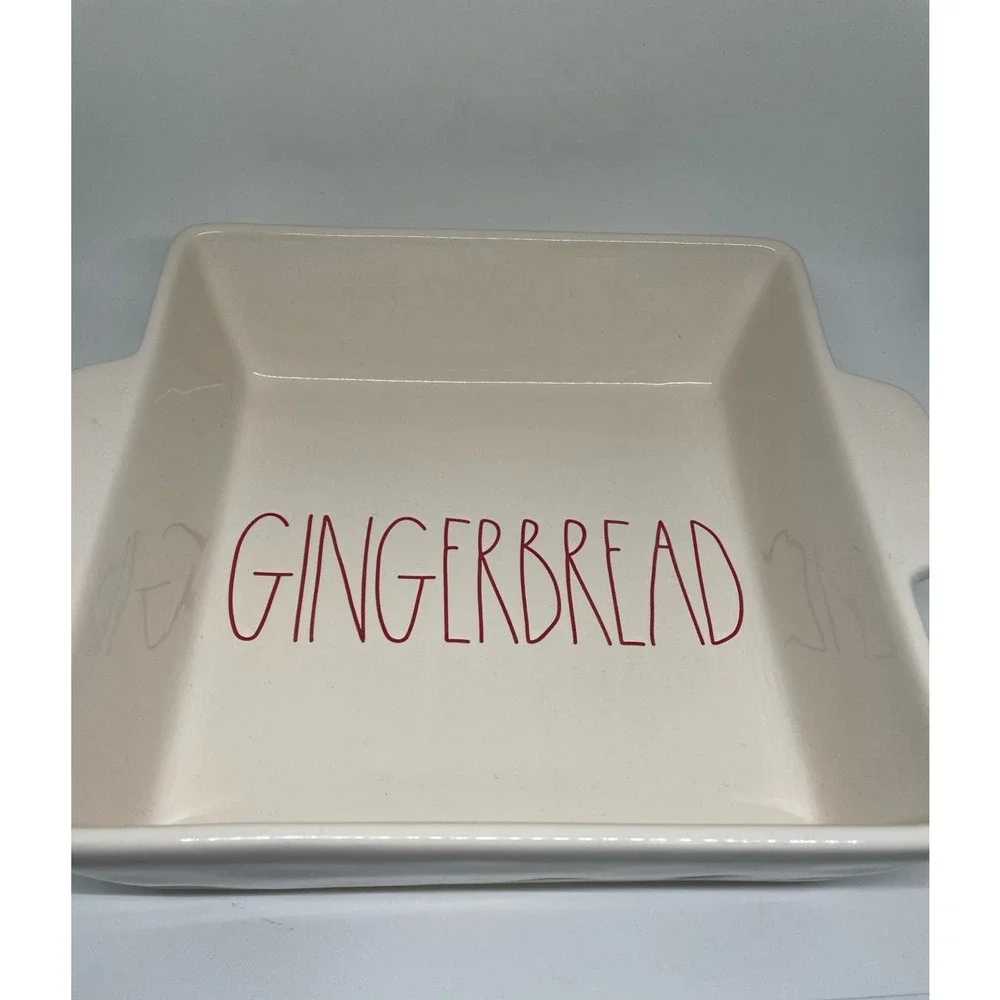 rae dunn gingerbread square baking holiday dish 9x9 new